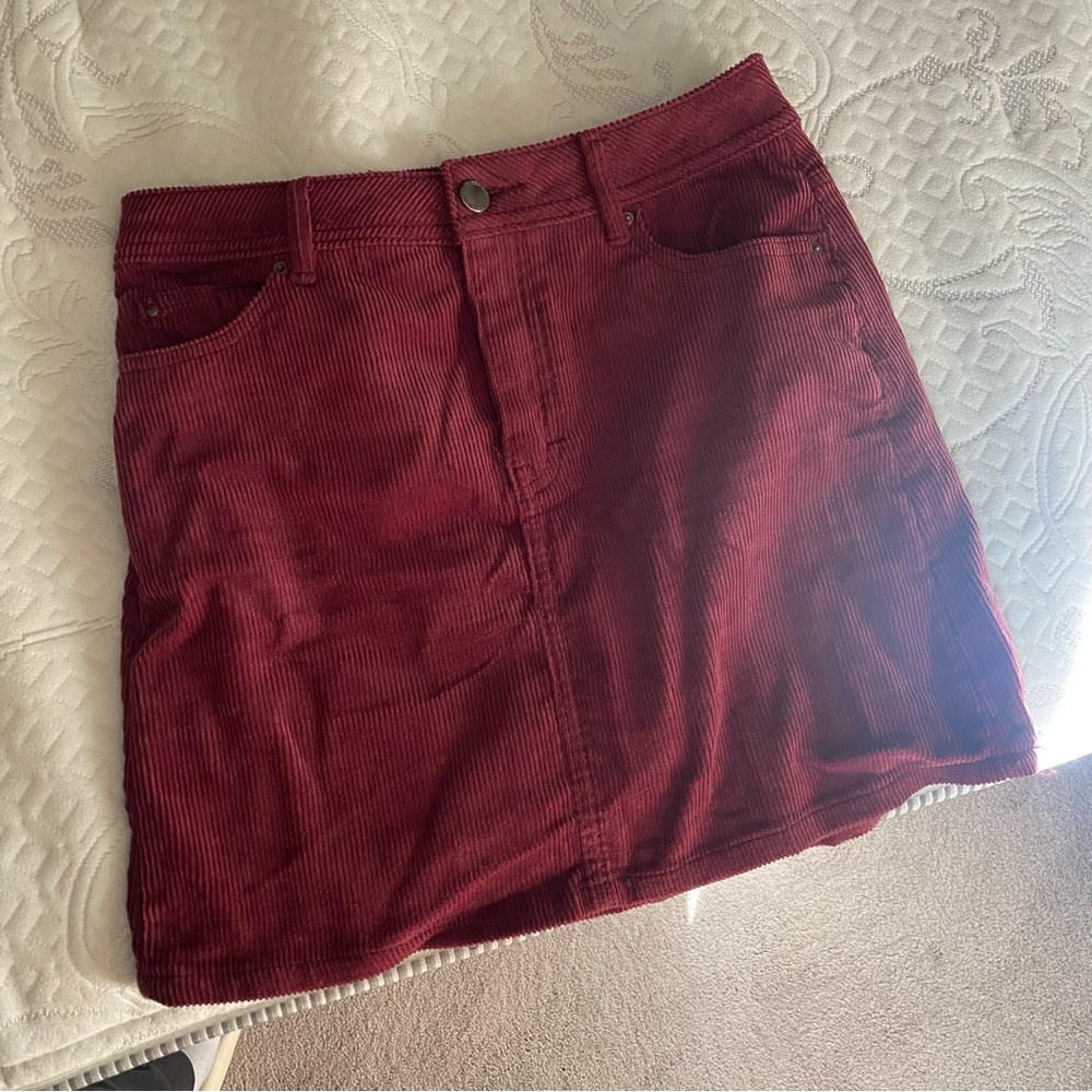 H&M Burgundy Corduroy Mini Skirt